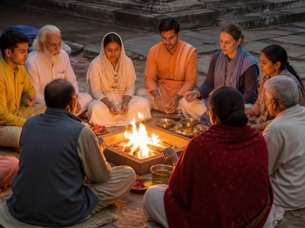 A circle of seekers seated equally around a shared flame