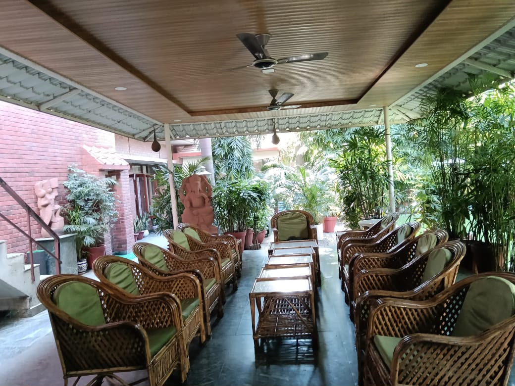 The covered veranda of the ashram