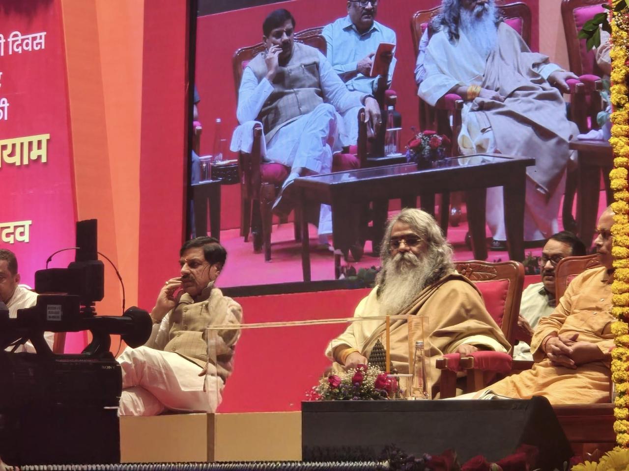 A satsang gathering at the ashram