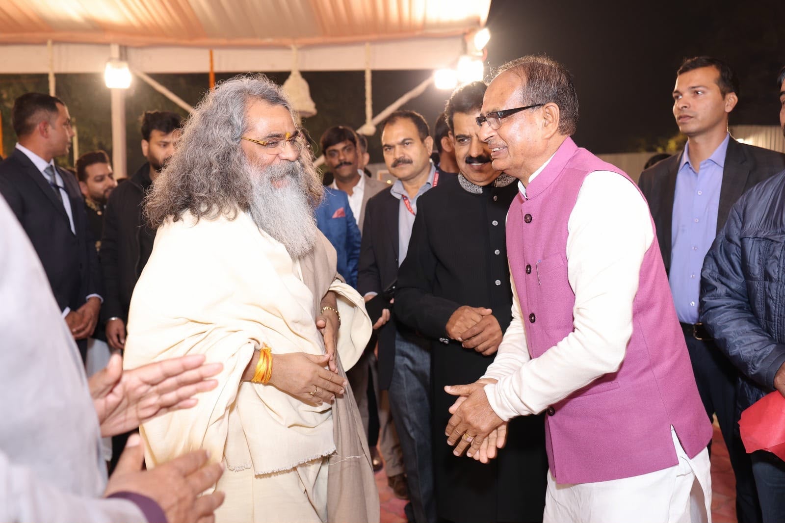 Greeting a dignitary at a public event